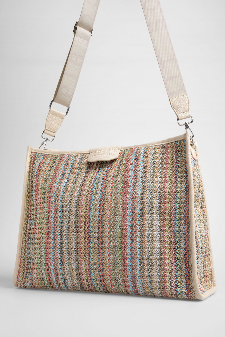 Hobo Bag im Häkel-Design mit Intarsia-Webriemen