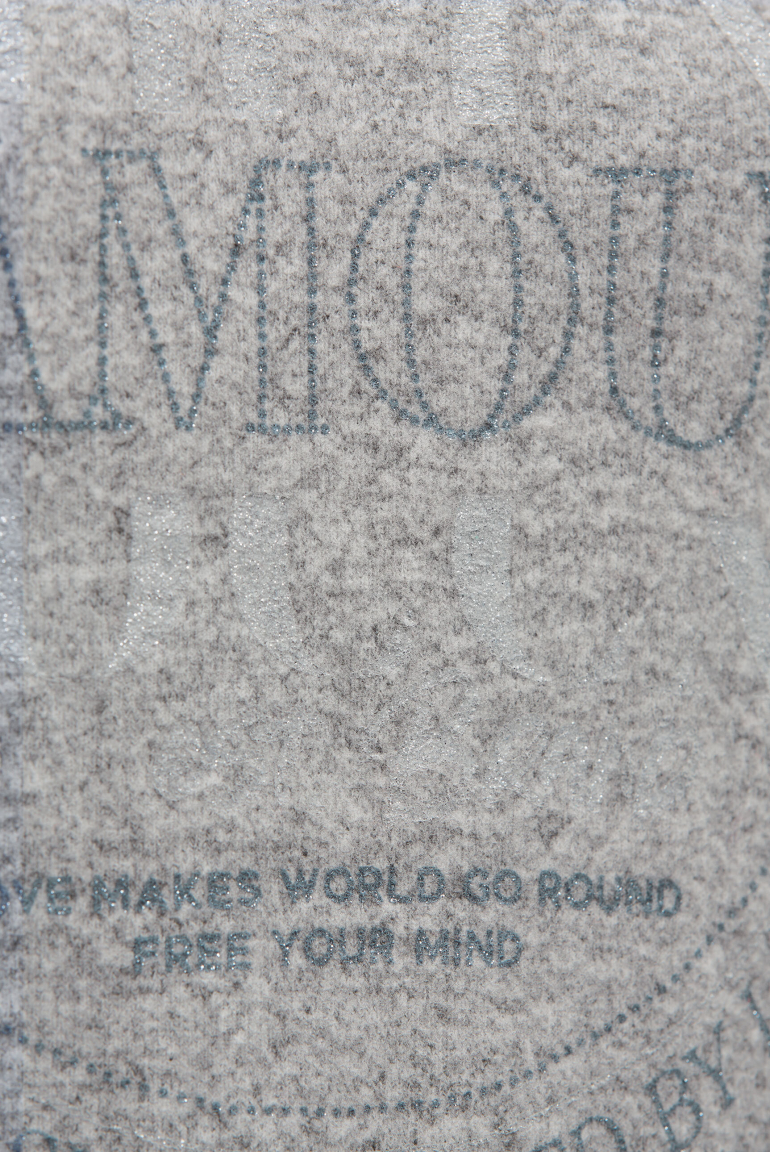 Hoodie aus Flauschstrick mit Glitzer-Print