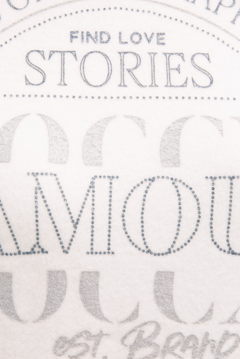 Hoodie aus Flauschstrick mit Glitzer-Print