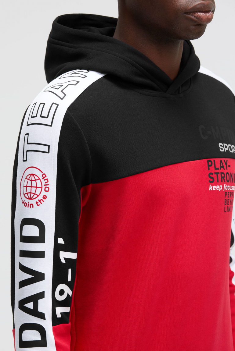 Hoodie aus Interlock mit Colour-Blocking