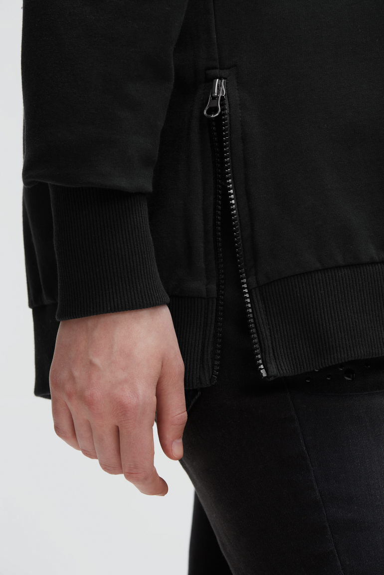 Hoodie mit tonigem Print und Zippern