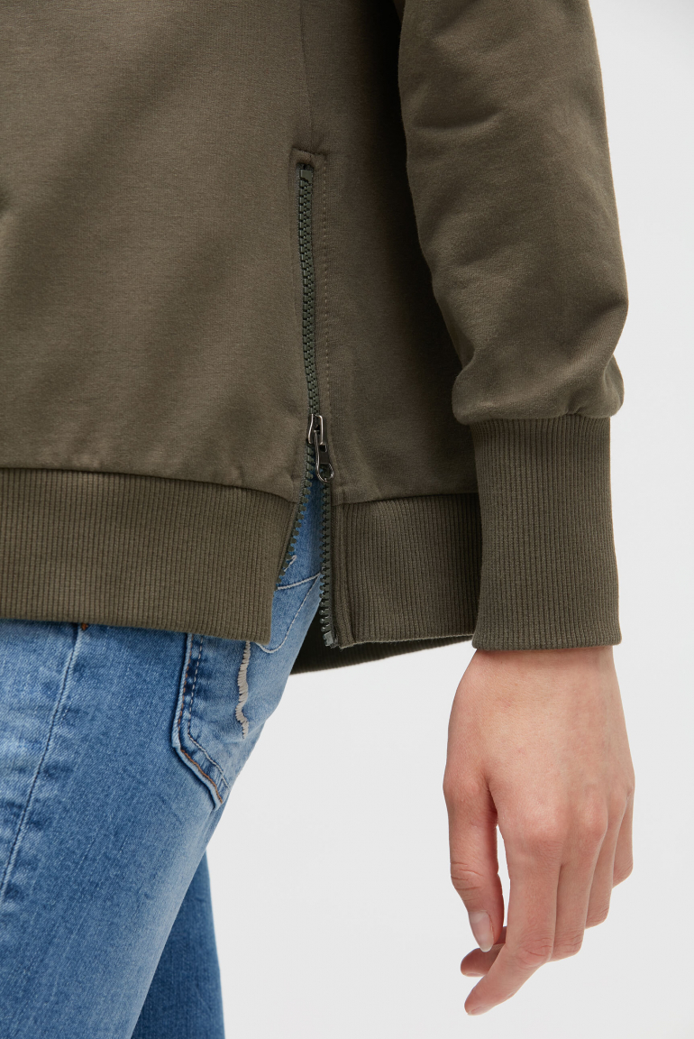 Hoodie mit tonigem Print und Zippern