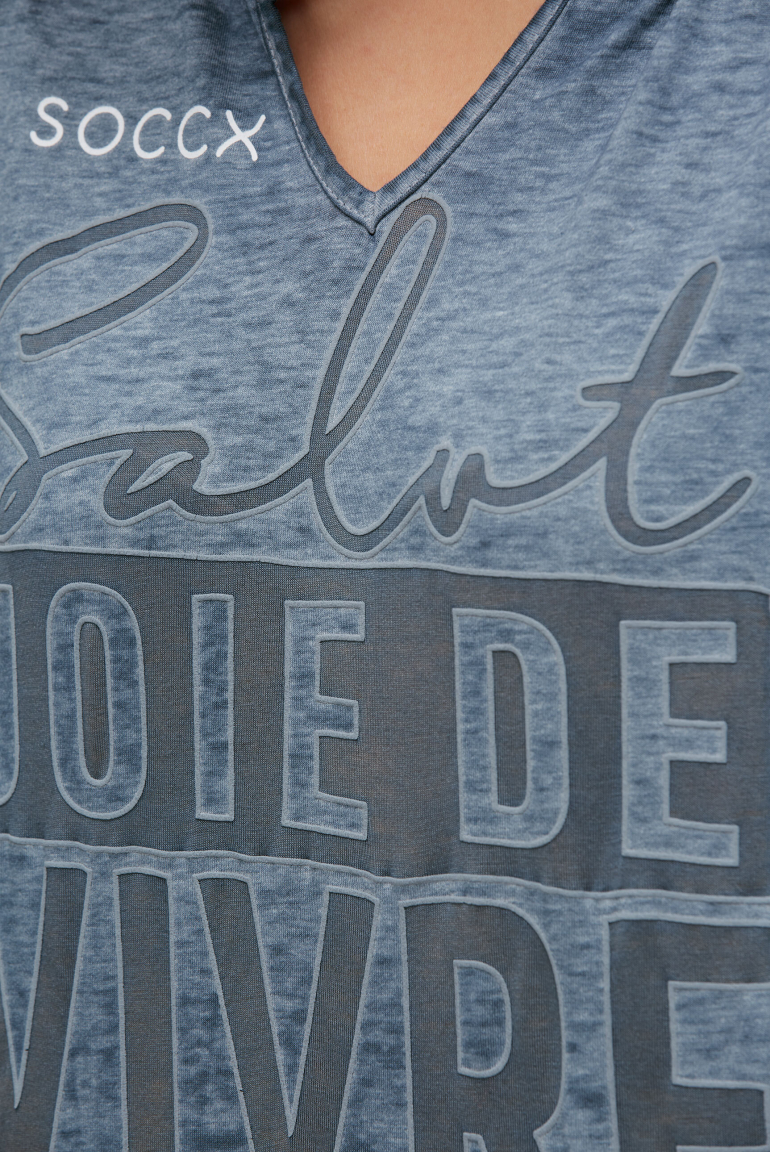 Hoodie-Top mit Ausbrenner-Effekten und Print