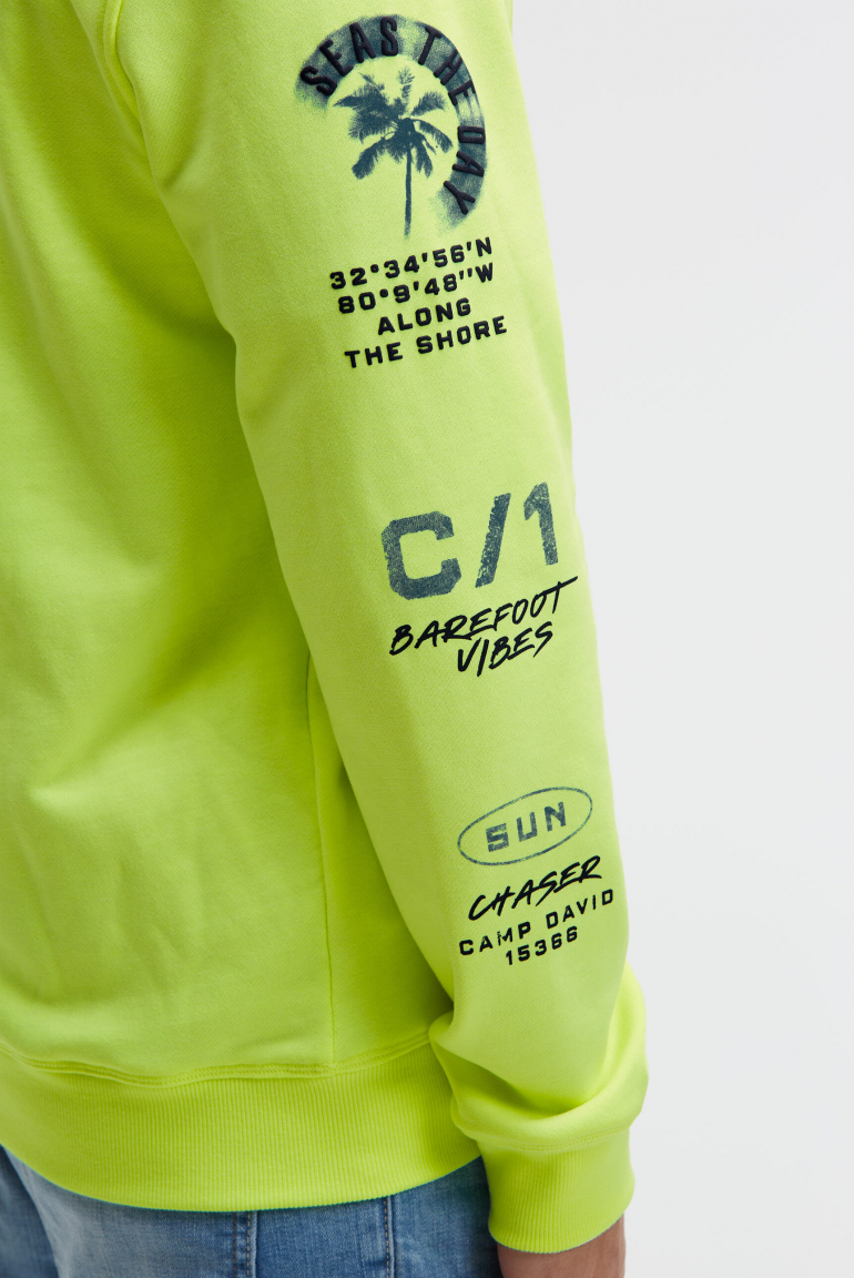 Kapuzensweatjacke mit Ärmel-Print