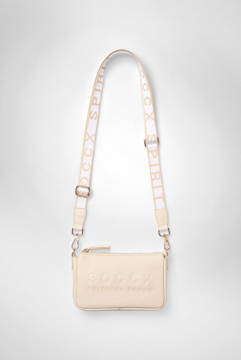 Kleine Umhängetasche mit Logo und Intarsia-Webriemen