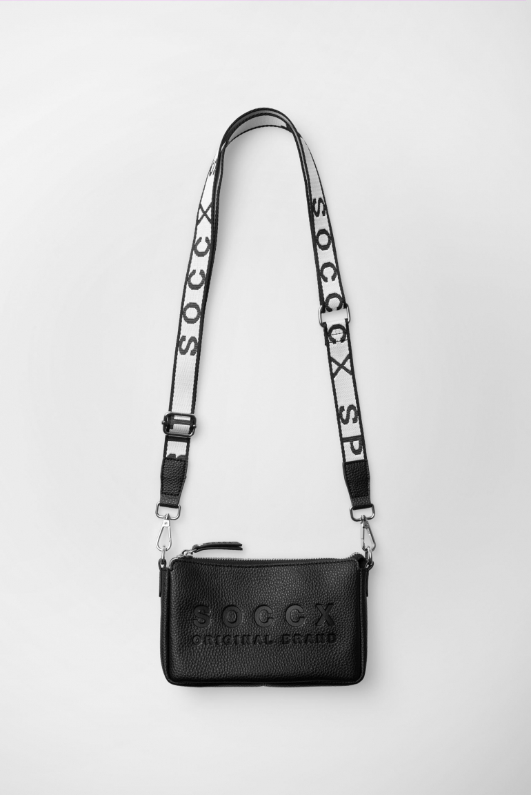 Kleine Umhängetasche mit Logo und Intarsia-Webriemen