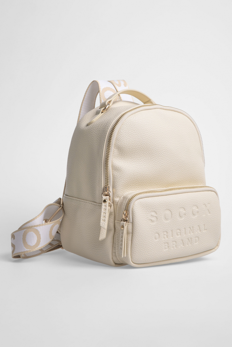 Kleiner Rucksack aus Lederimitat mit Logo-Riemen