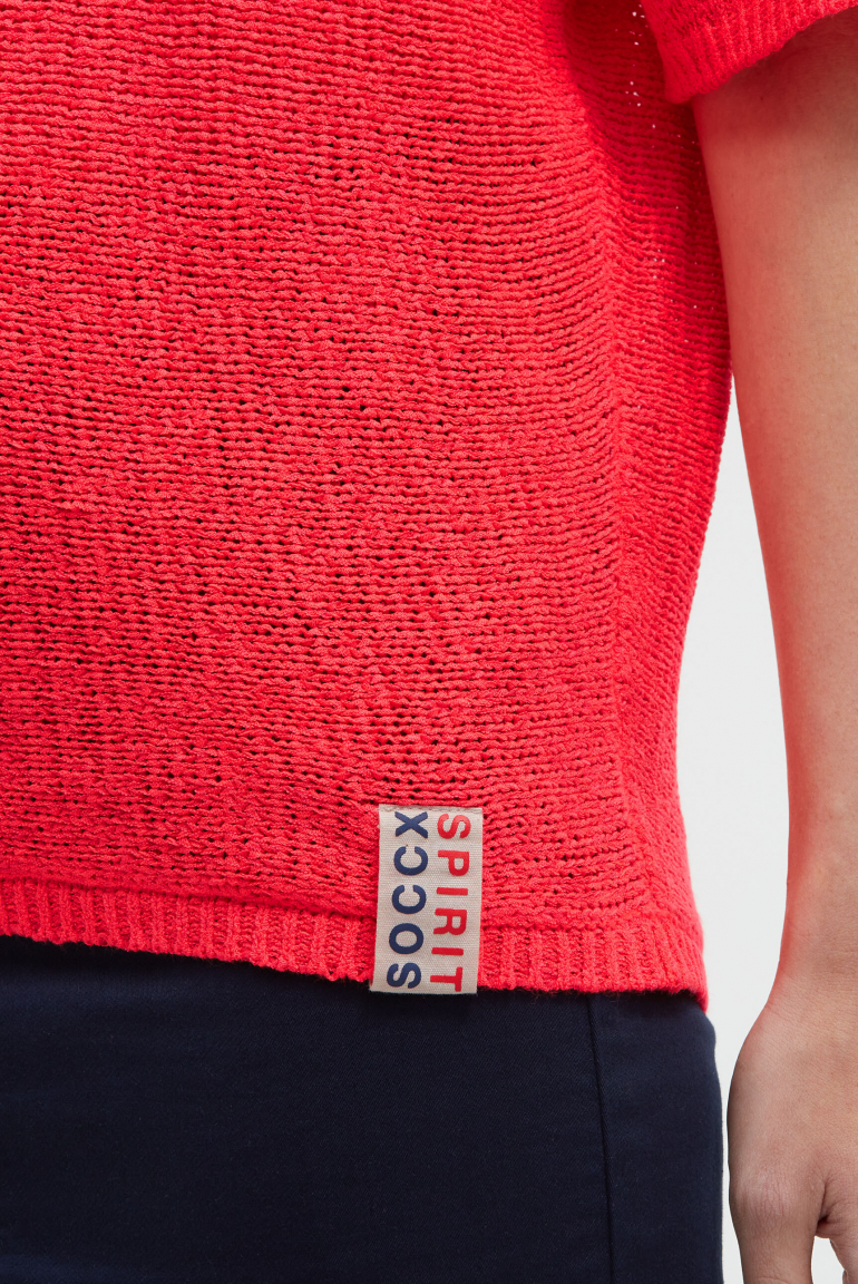 Kurzarm-Pullover aus Bändchengarn