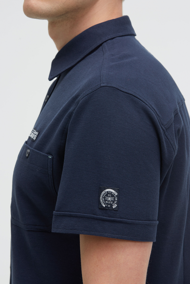 Kurzarmhemd aus Pikee mit Artworks und Brusttasche