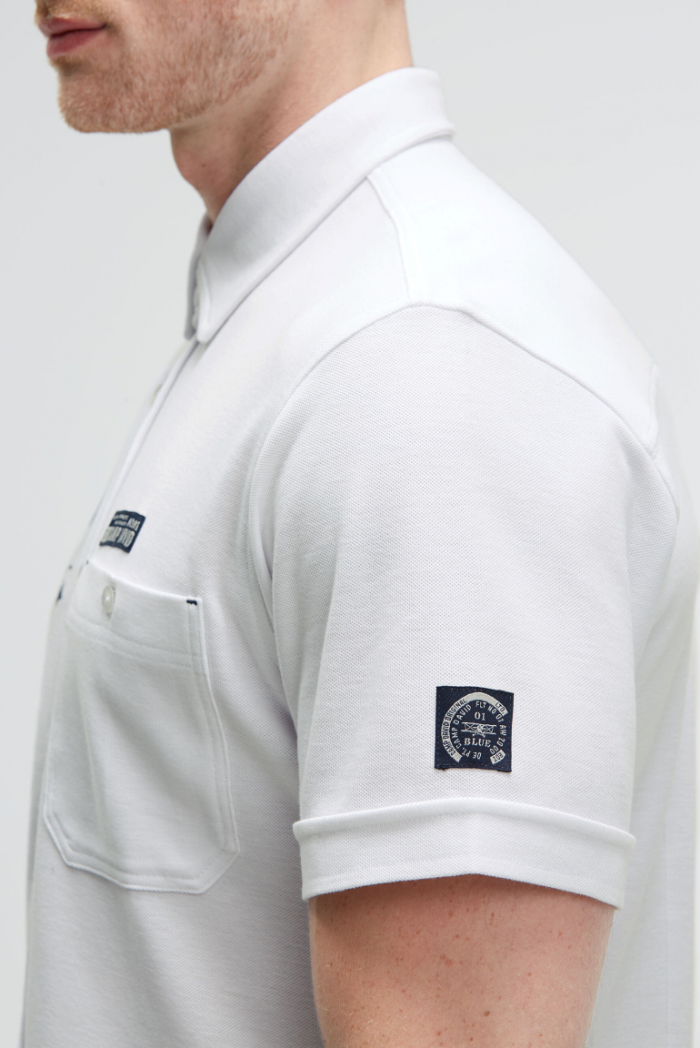 Kurzarmhemd aus Pikee mit Artworks und Brusttasche