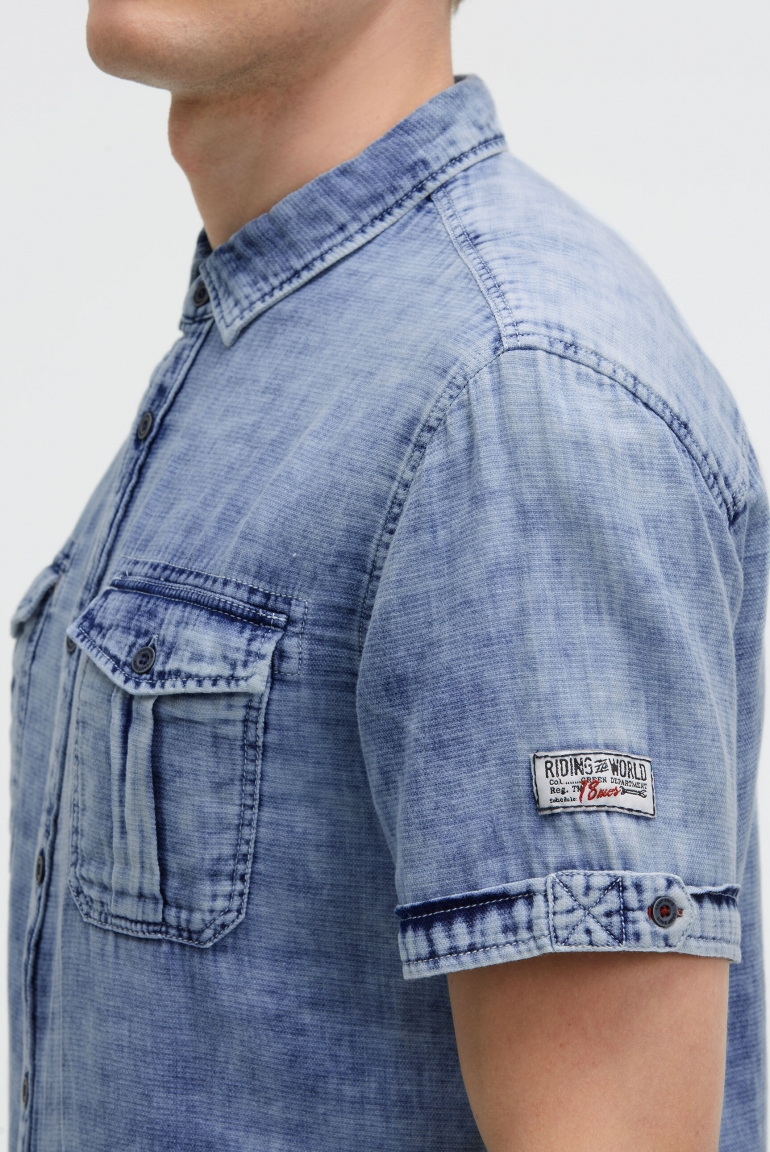 Kurzarmhemd im Denim Vintage Look