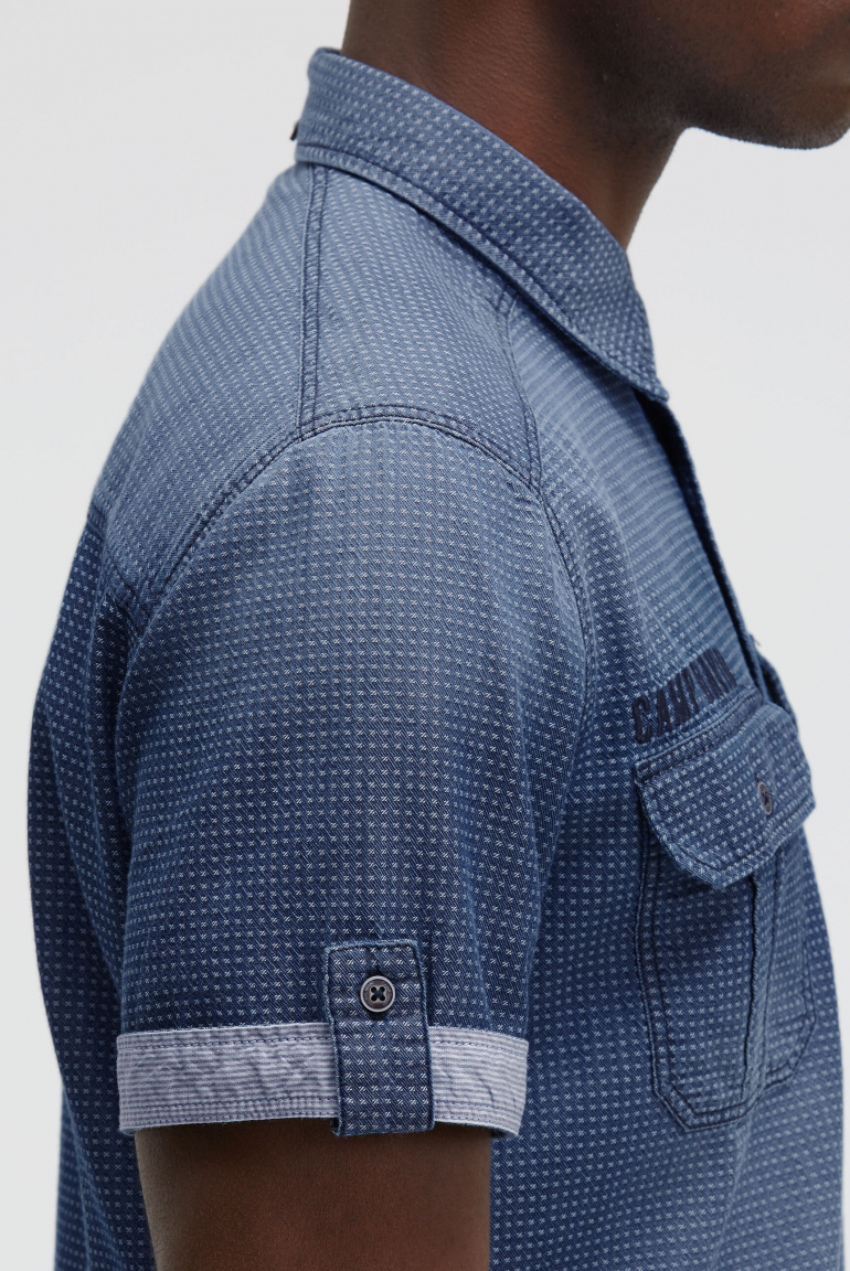 Kurzarmhemd im Jacquard Denim Look