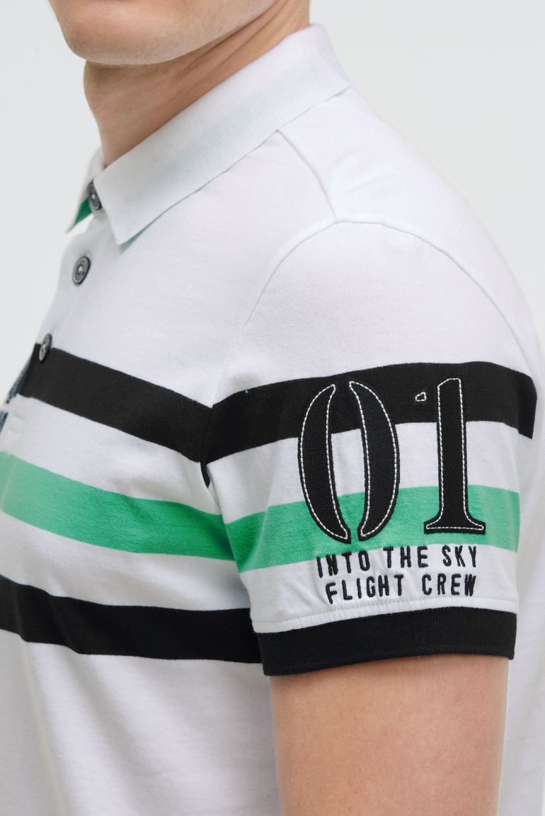 Kurzarmpolo mit Streifen-Design und Artworks