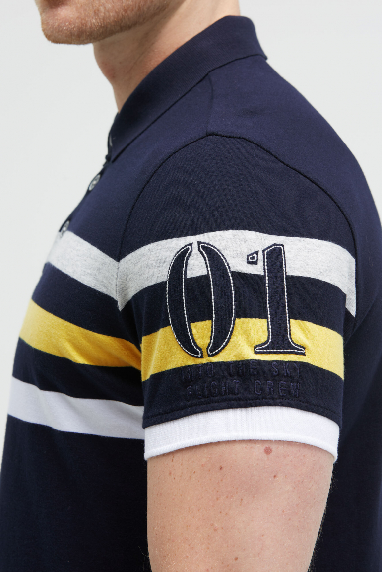 Kurzarmpolo mit Streifen-Design und Artworks