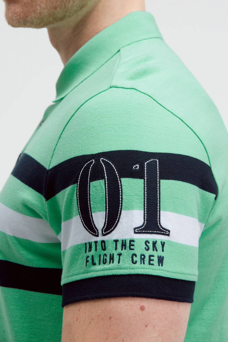 Kurzarmpolo mit Streifen-Design und Artworks