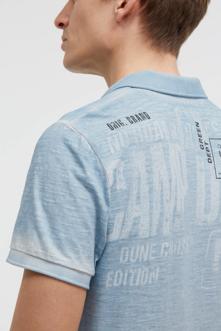 Kurzarmpolo mit V-Neck und Back-Print