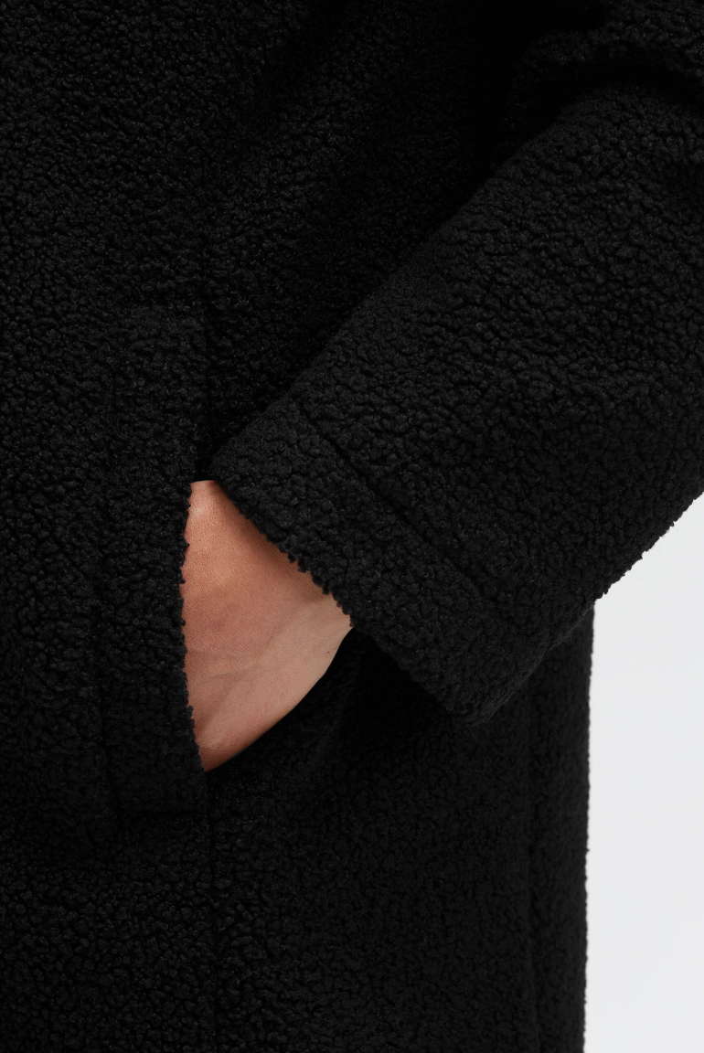 Kurzmantel mit Bouclé-Optik und Kapuze