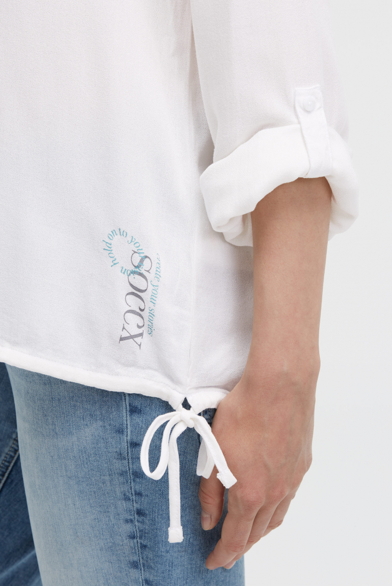 Langarmbluse aus Viskose-Crêpe mit Rücken-Artwork