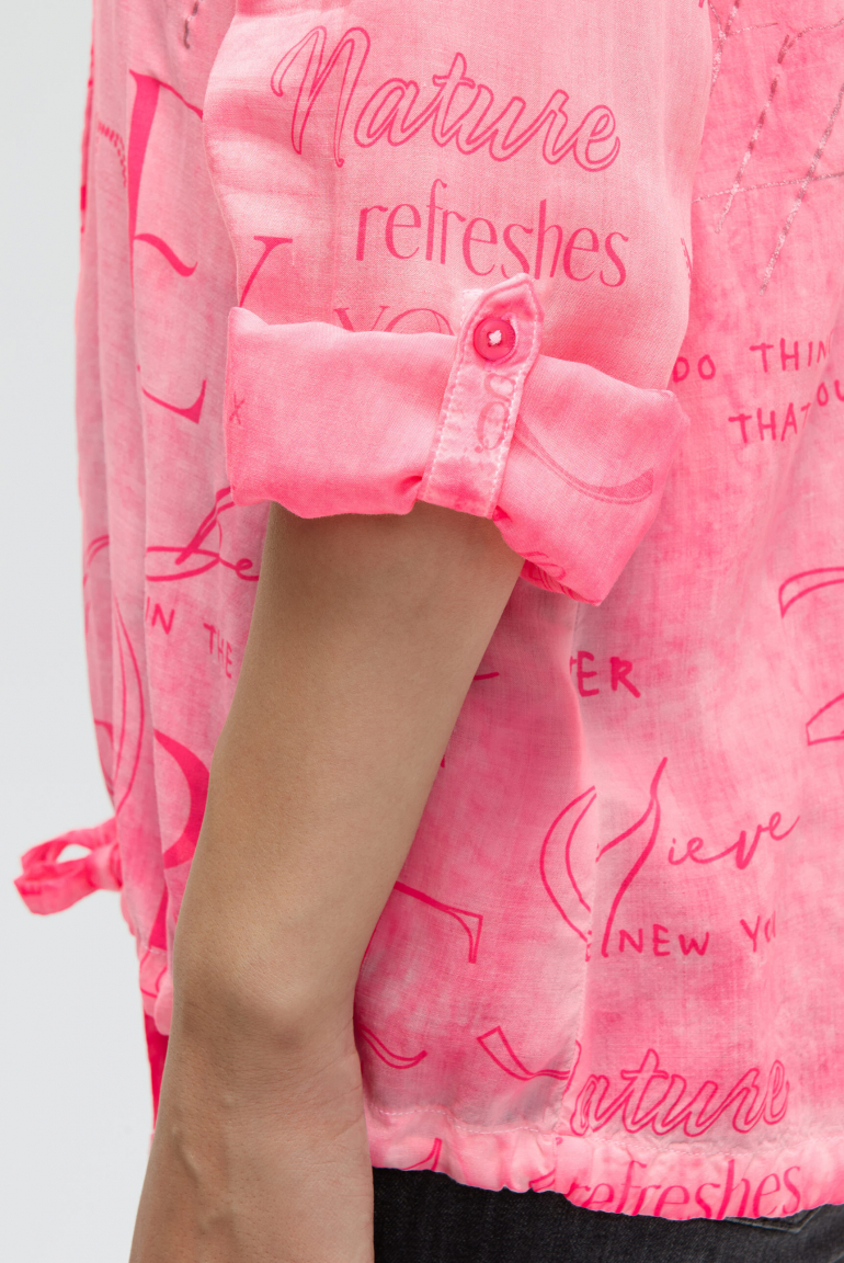 Langarmbluse mit Kapuze und All Over Print