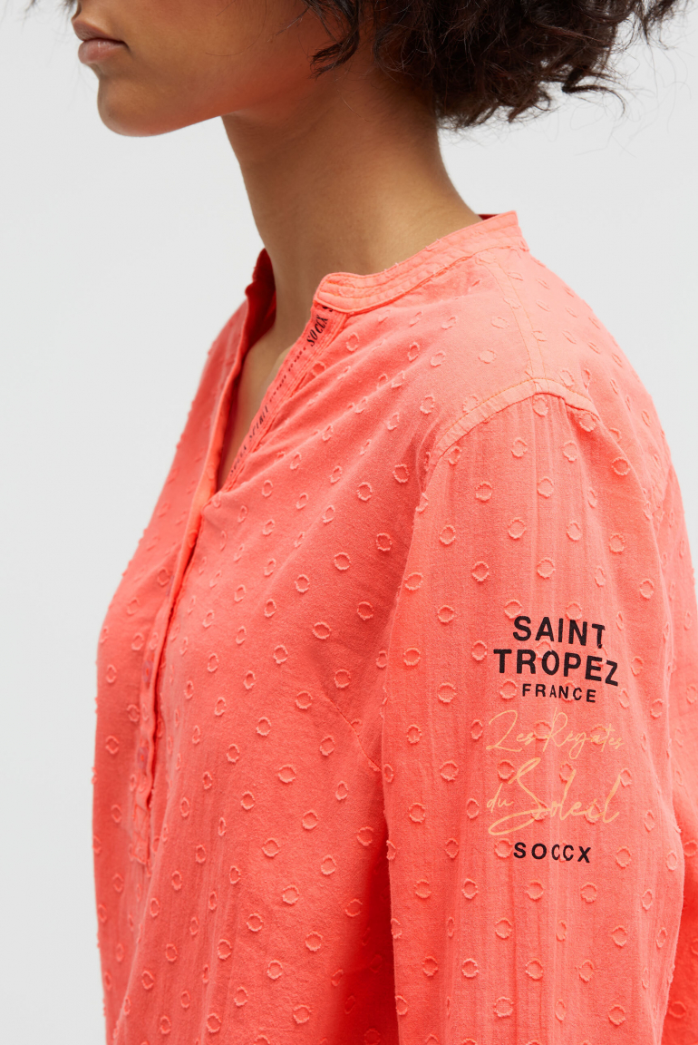 Langarmbluse mit Tunika-Ausschnitt und Prints