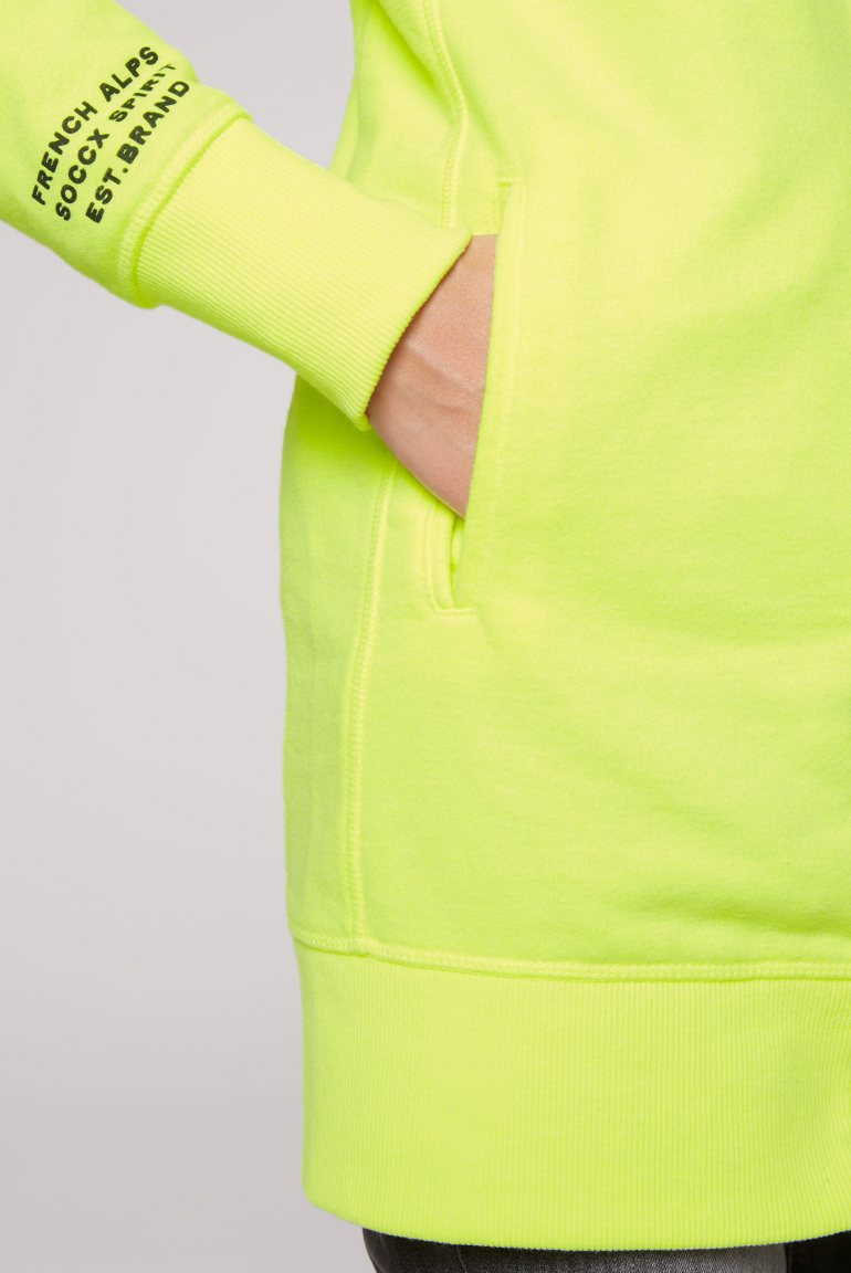 Lange Sweatjacke mit hohem Kragen