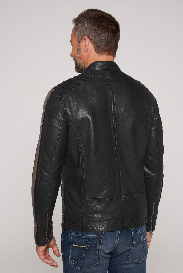 Lederjacke mit Racing-Streifen am Ärmel