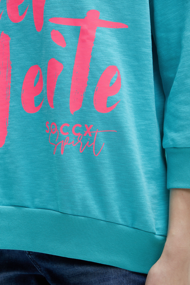 Oversized Sweatshirt mit V-Ausschnitt und Print