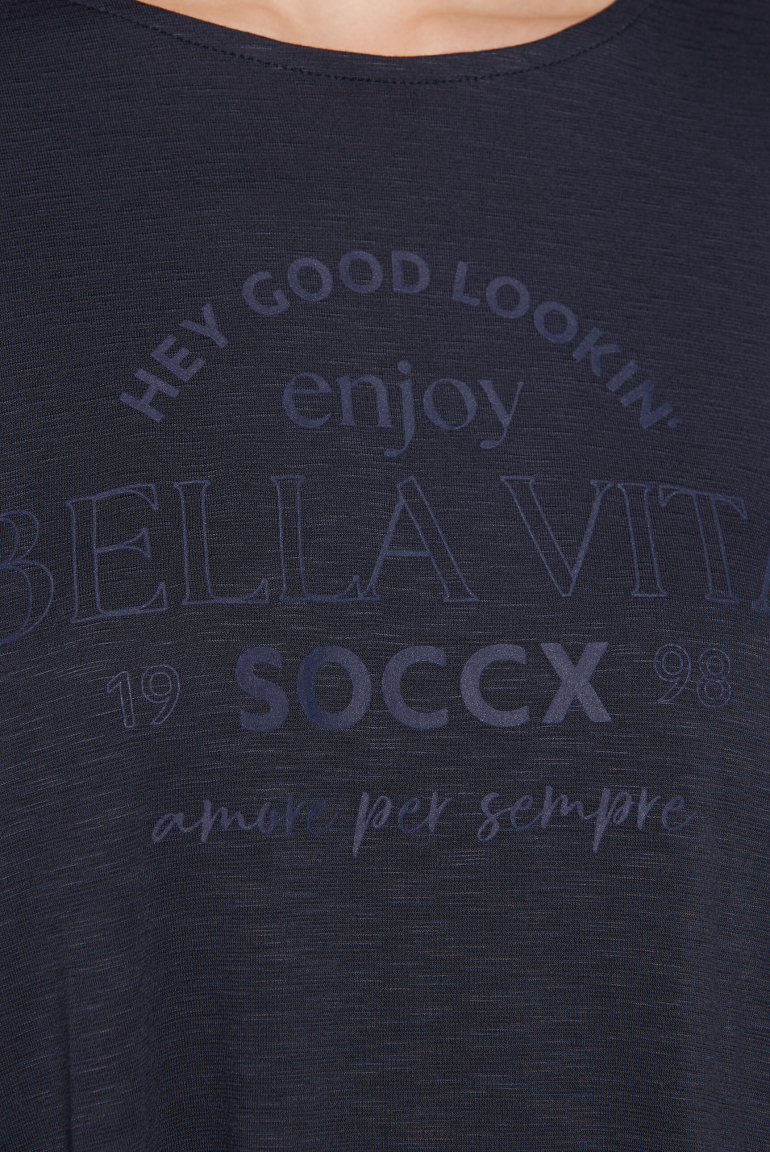 Poncho-Shirt mit tonigem Rubber Print