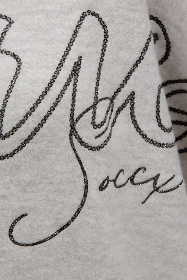 Pullover aus Flauschstrick mit Glitter-Print