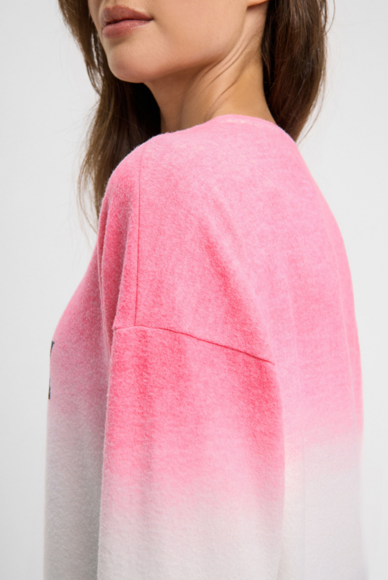 Pullover Dip Dye aus Flauschstrick mit Glitter-Logo