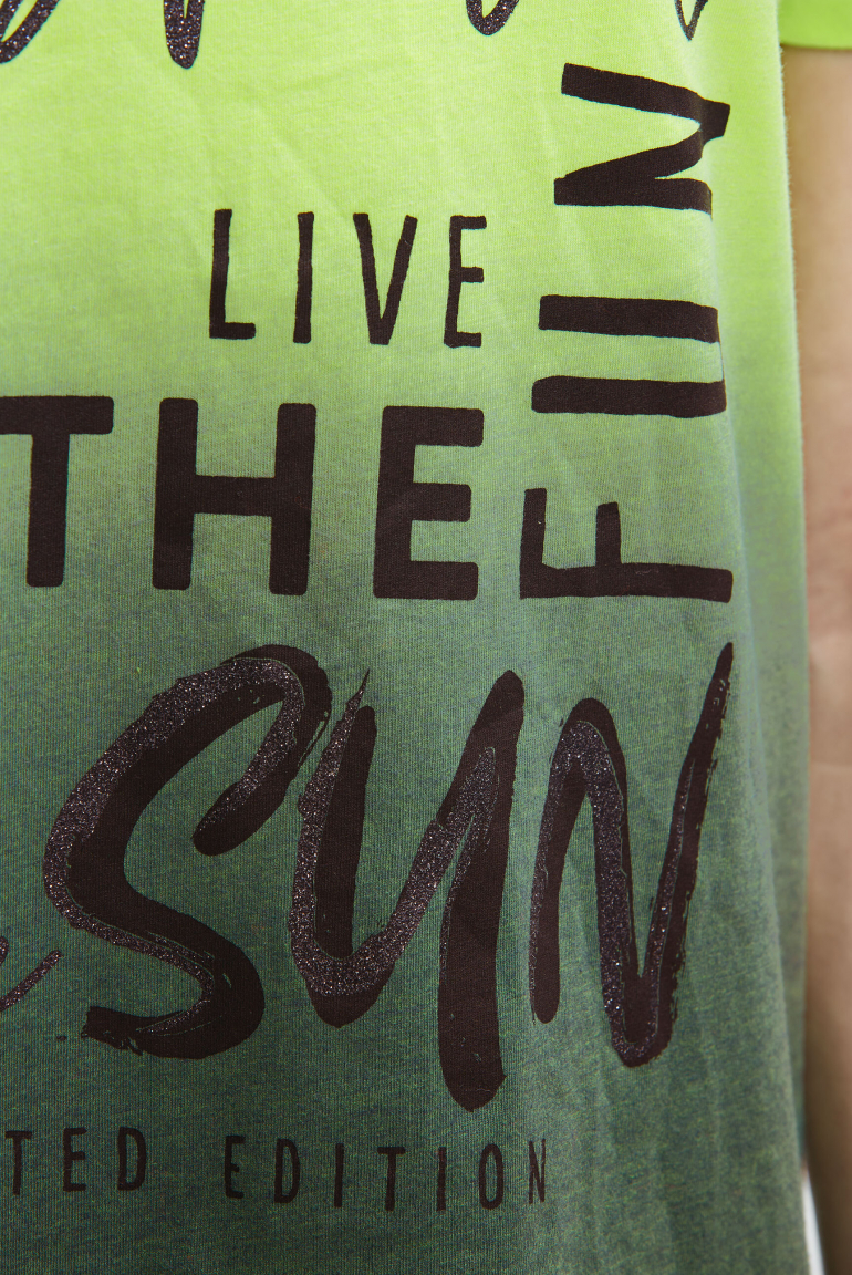 Rundhalsshirt Dip Dye mit Glitter Print