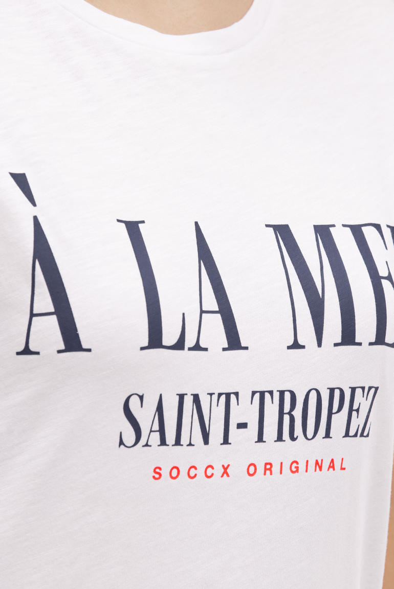 Rundhalsshirt mit Label Print