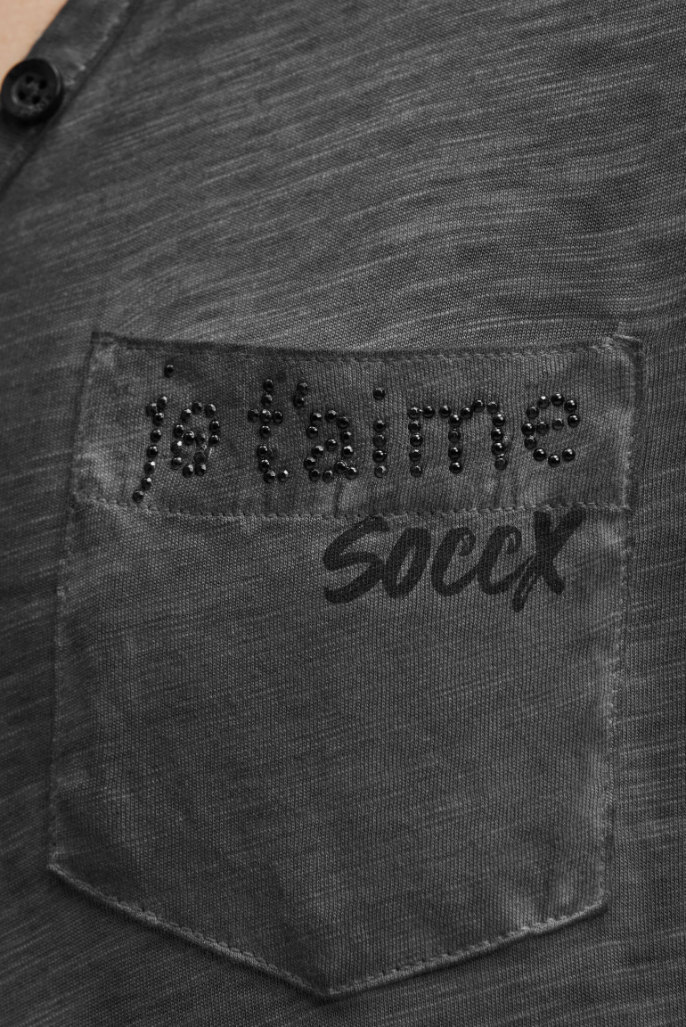 Serafino-Shirt mit Rücken-Print