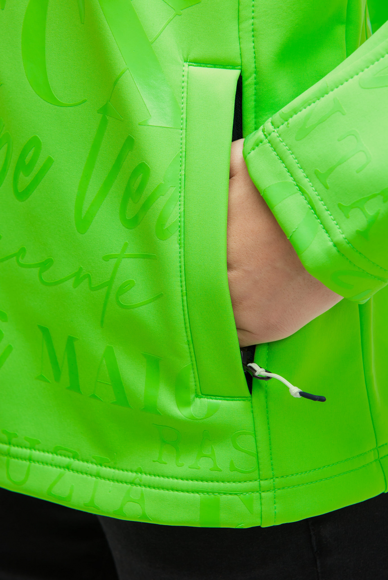 Softshelljacke mit Kapuze und Glossy All Over Print