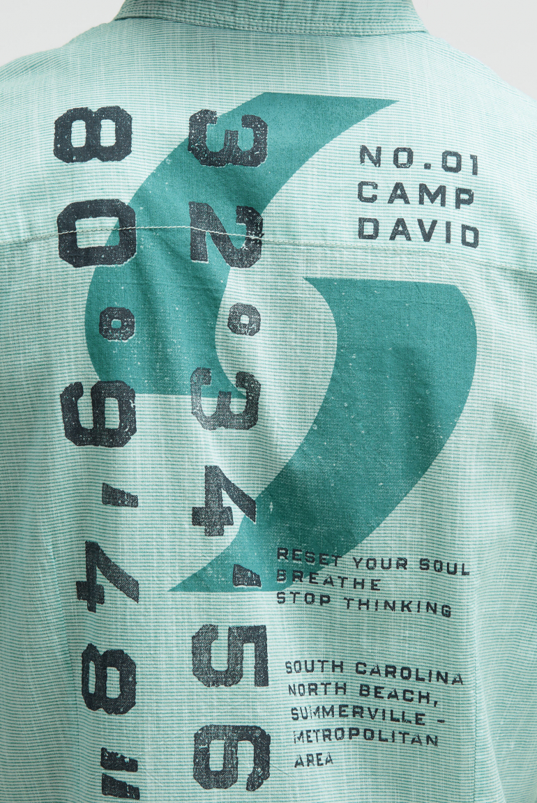 Streifenhemd Kurzarm mit Backprint