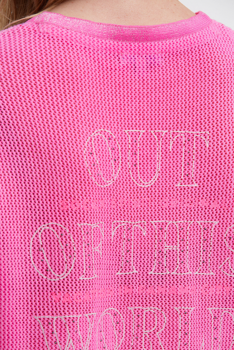 Strickshirt mit V-Ausschnitt und Backprint