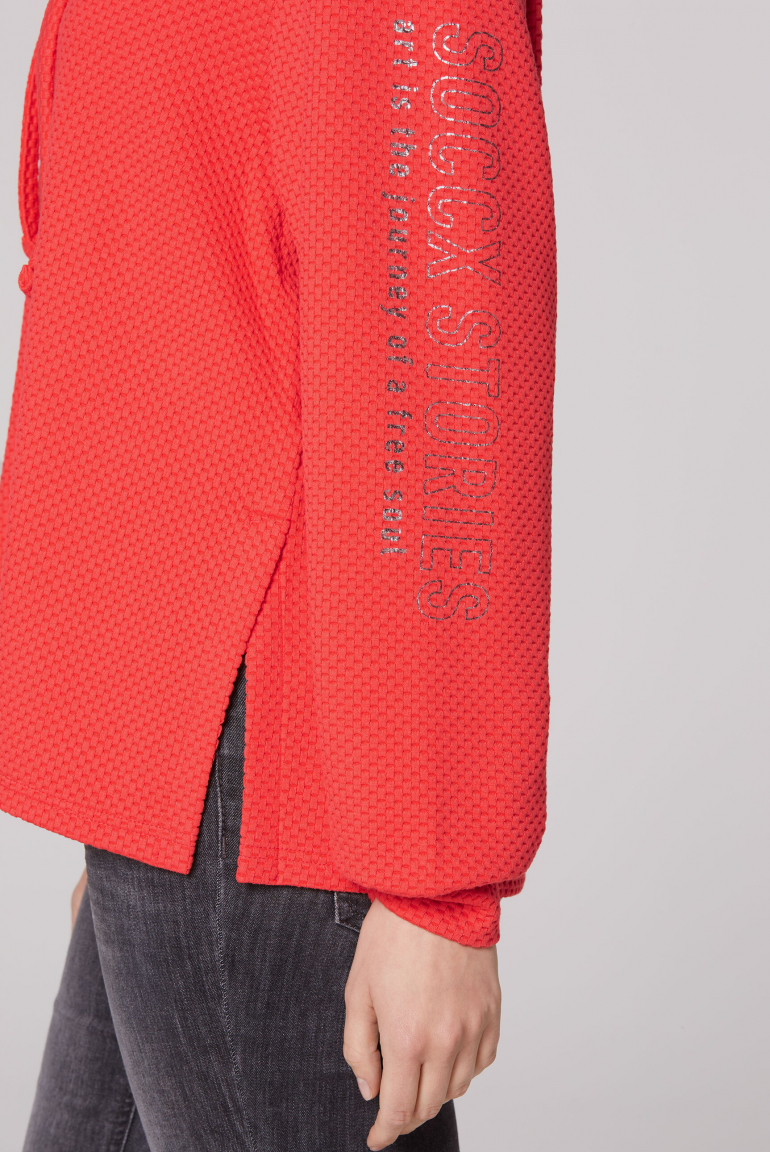 Strukturierter Hoodie mit Ärmel-Print