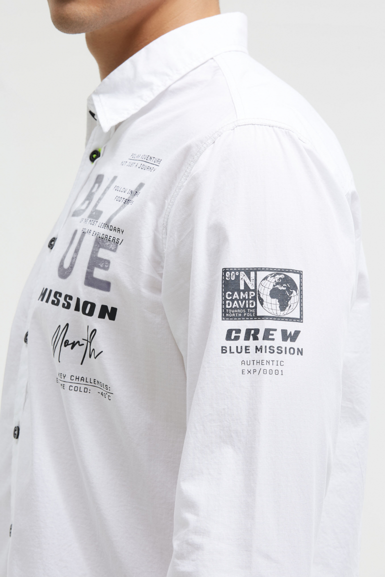 Strukturiertes Langarmhemd mit Used Print