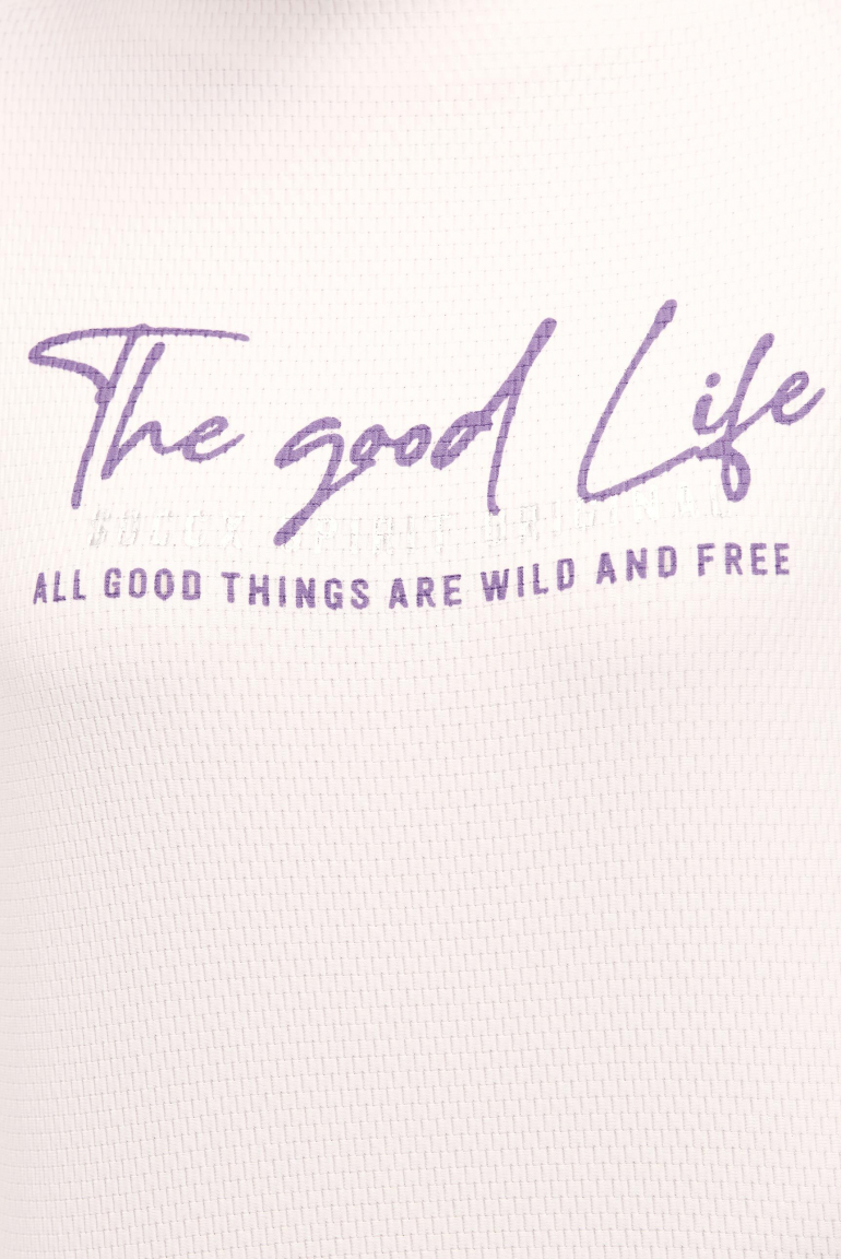 Strukturiertes Sweatshirt mit Stehkragen und Print