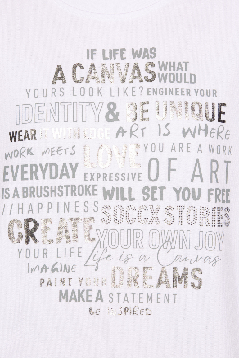 Sweatshirt mit Wording Print und 3/4-Arm