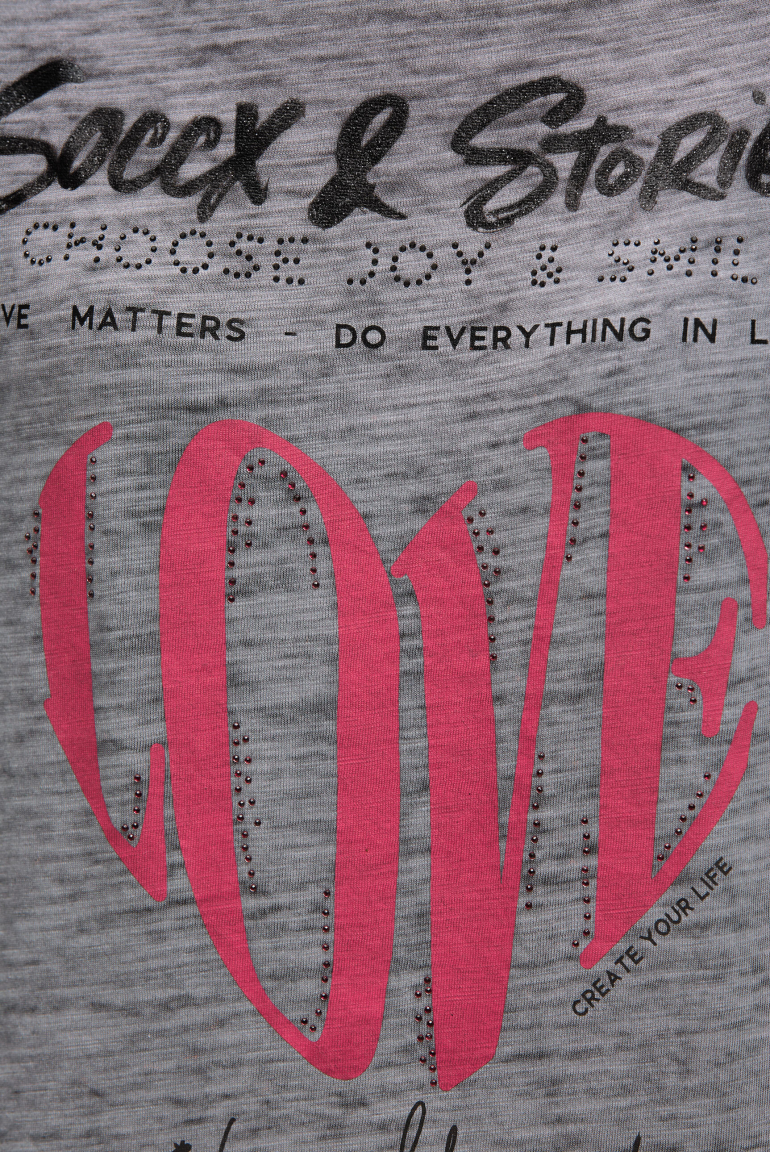 T-Shirt mit U-Boot-Ausschnitt und Artwork