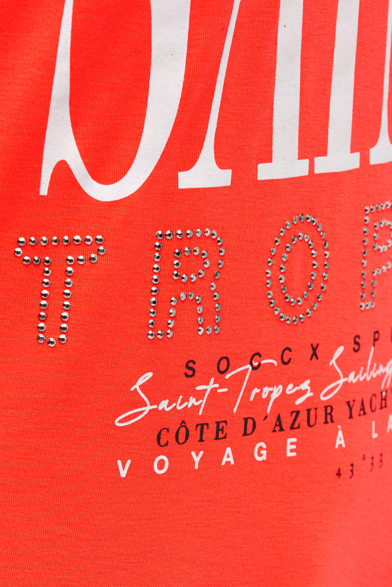 T-Shirt mit U-Boot-Ausschnitt und Artwork