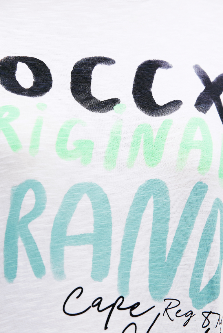 T-Shirt mit U-Boot-Ausschnitt und Print