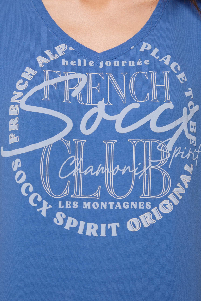 T-Shirt mit V-Ausschnitt und Print