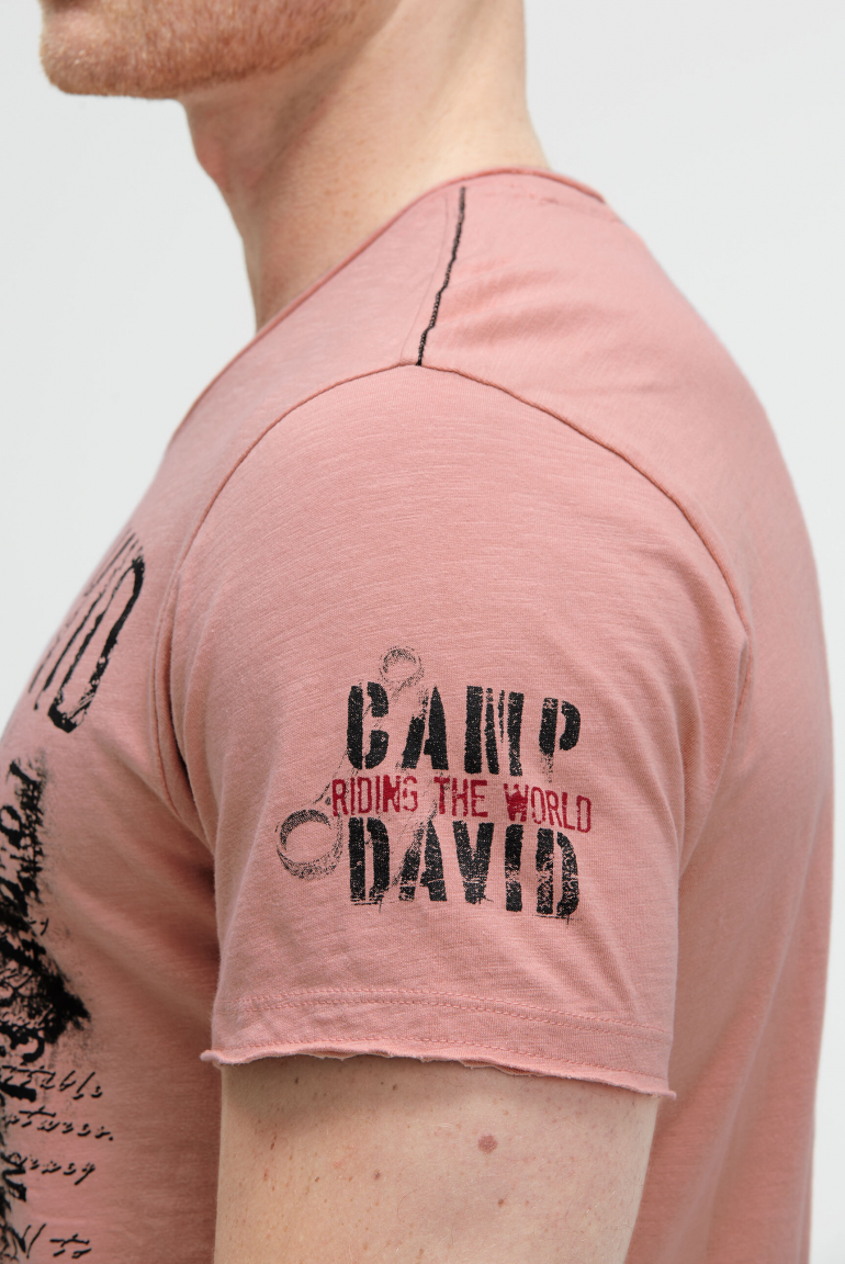 T-Shirt V-Neck im Used Look mit Photoprint