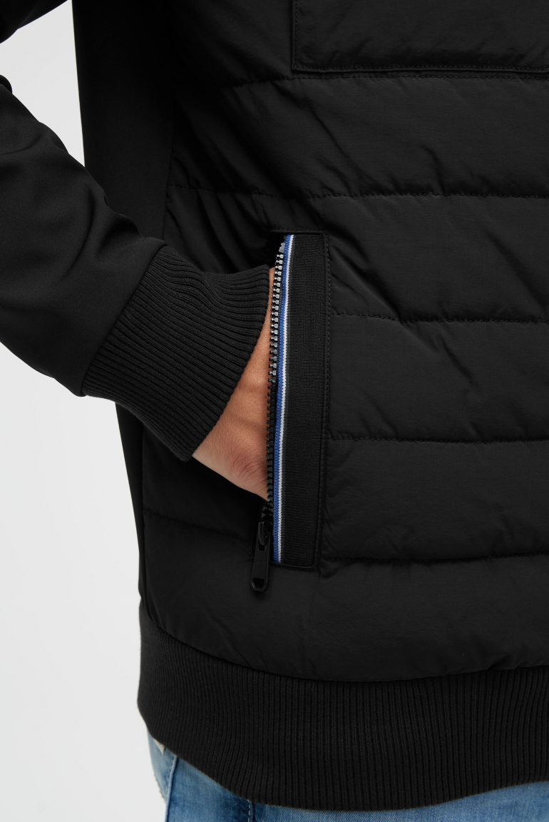 Winter-Blouson im Materialmix mit Rücken-Print