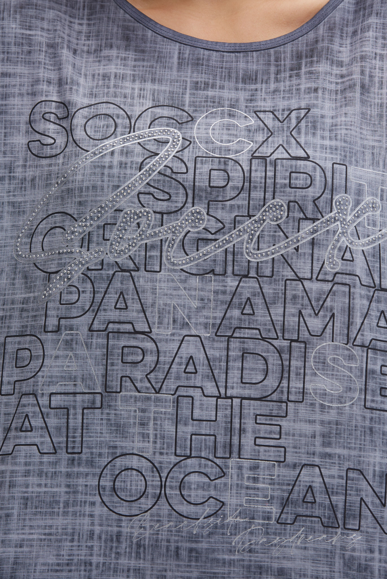 Blusenshirt im Stoffmix mit Artwork