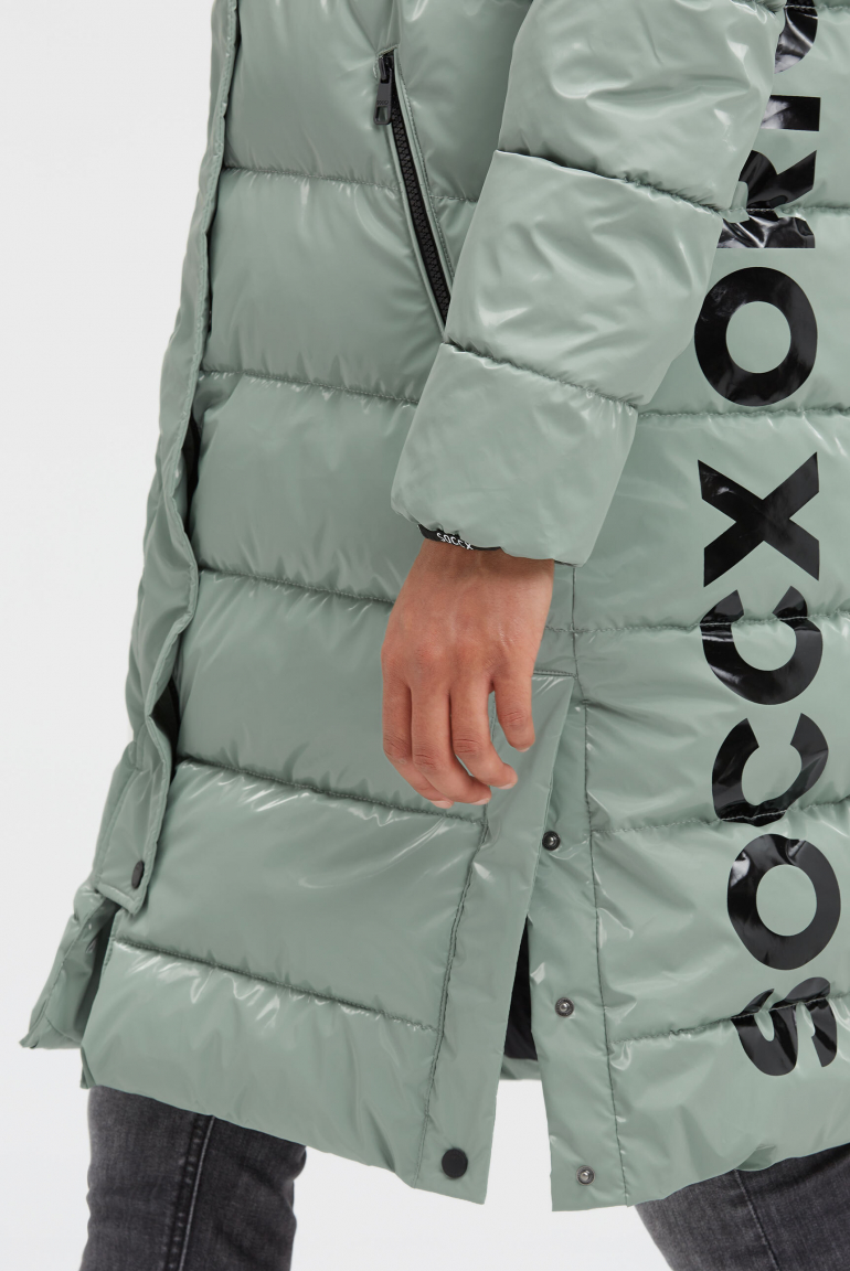 Glänzender Stepp-Parka mit Logo Artworks