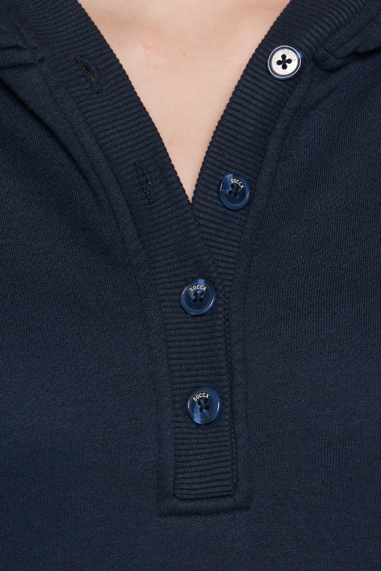 Hoodie mit Knopfleiste und Backprint