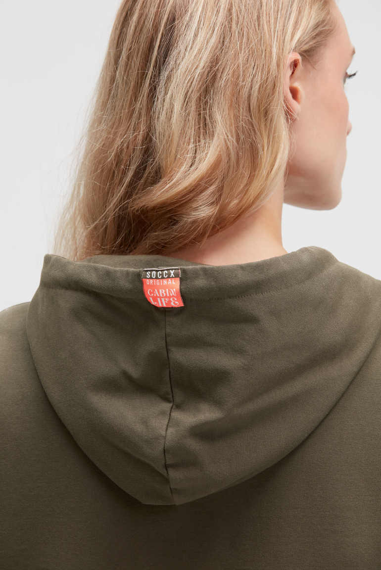 Hoodie mit tonigem Print und Zippern